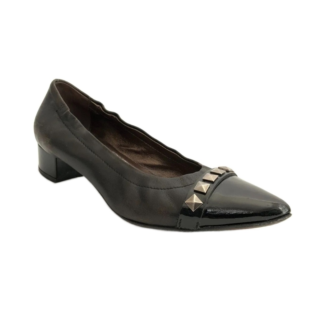 AGL Attilio Giusti Leombruni Leather Point Toe Low Heel Flats Black 35.5
